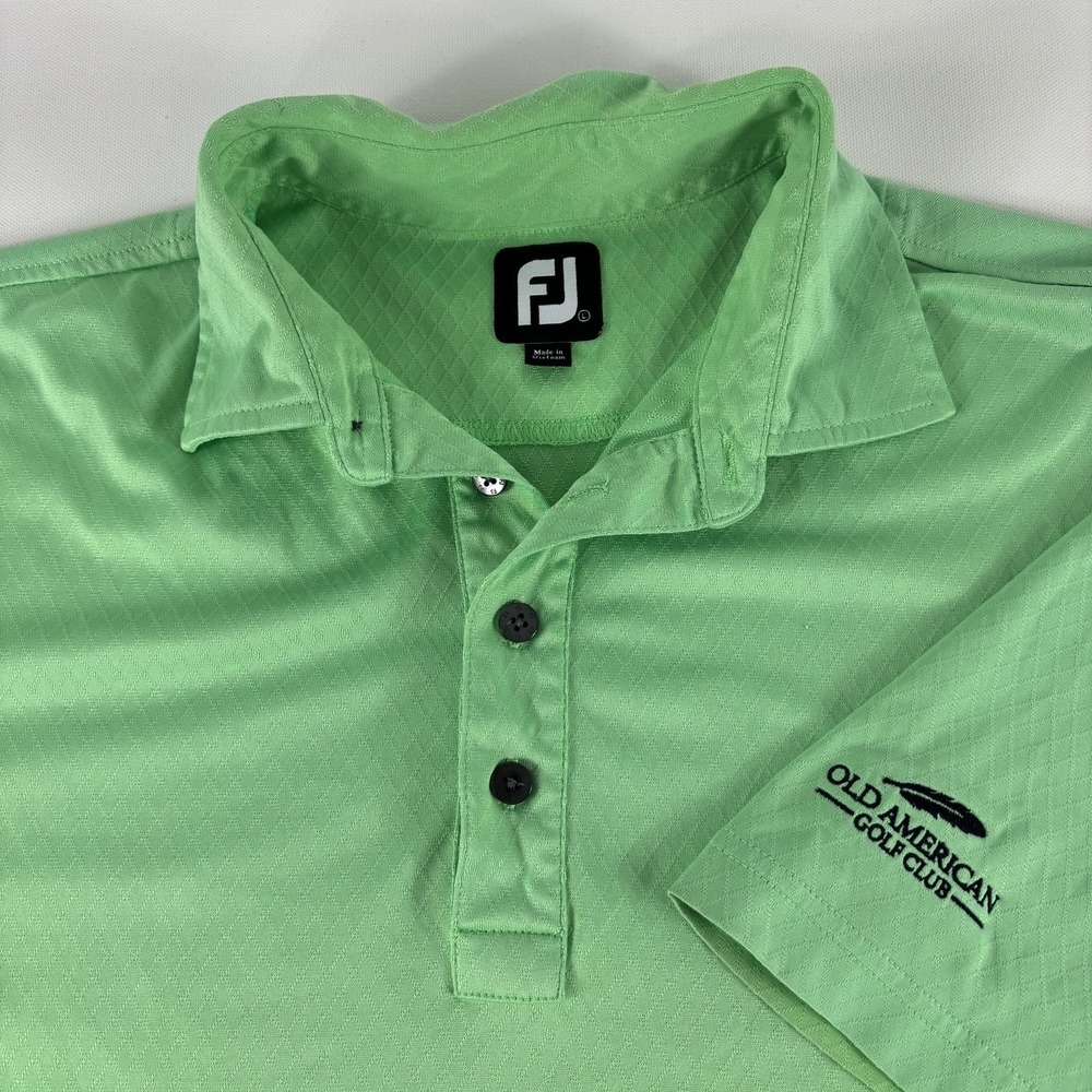 FootJoy Polo Mens Large Green Performance Short Sleeve Old American Golf Club